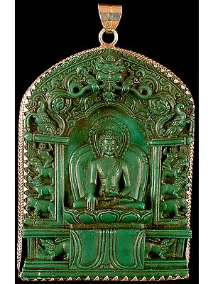 Buddha Seated on the Symbolic Six Ornament Throne of Enlightenment (Pendant Cum Altar Piece)