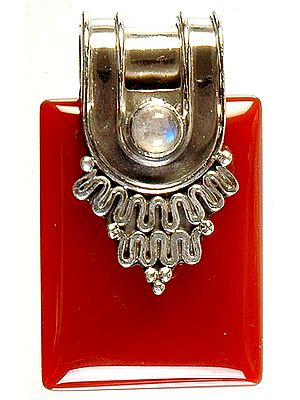 Carnelian and Rainbow Moonstone Pendant