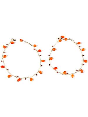 Carnelian Anklets with Garnet (Price Per Pair)