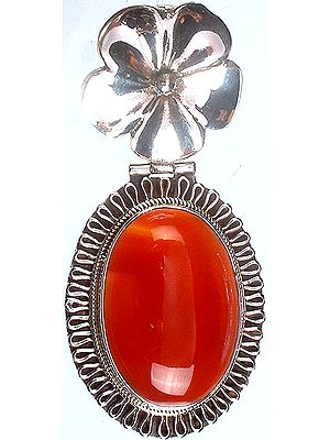 Carnelian Oval Pendant with Flower Bale