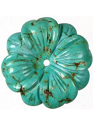Carved Turquoise Flowers (Drilled Centrally)