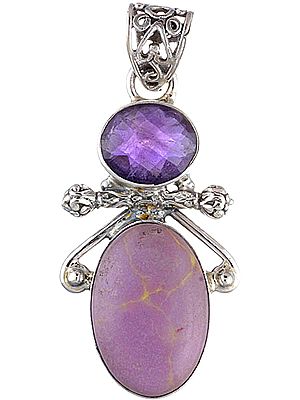 Chaorite Pendant with Faceted Amethyst