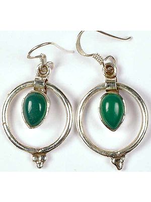 Circular Earrings with Green Onyx Dangles