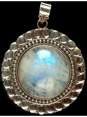 Circular Rainbow Moonstone Pendant