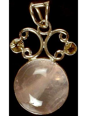 Circular Rose Quartz Pendant with Citrine