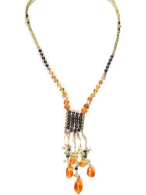 Citrine and Peridot Necklace with Black Pearl