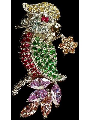 Colorful Faceted Cubic Zirconia Owl Pendant