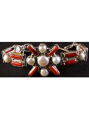 Coral and Pearl Fine Bracelet