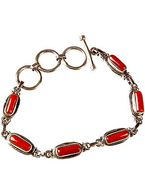 Coral Bracelet with Toggle Lock