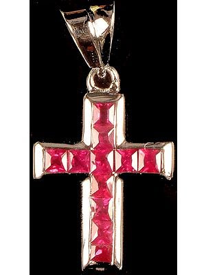Cross in White Gold with Eleven Rubies pendant