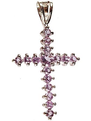 Cross Pendant of Faceted Amethyst