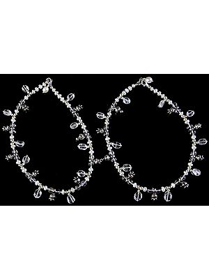 Crystal and Pearl Anklets (Price Per Pair)
