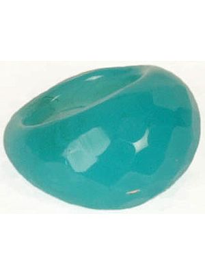 Cyan Faceted Glass Finger Ring