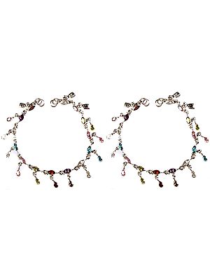 CZ Anklets with Garnet (Price Per Pair)