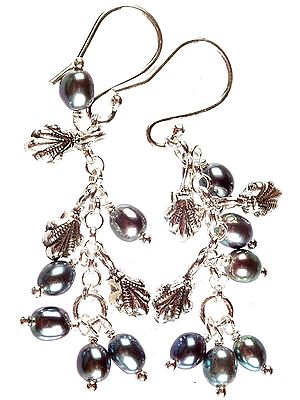 Dangling Black Pearl Earrings