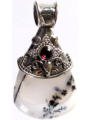 Dendrite Opal Pendant with Garnet