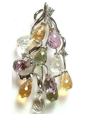 Designer Faceted Gemstone Drops Pendant