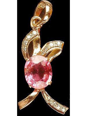 Designer Faceted Pink Tourmaline Pendant with Diamonds
