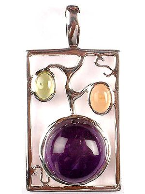 Designer Pendant of Amethyst, Peridot and Citrine