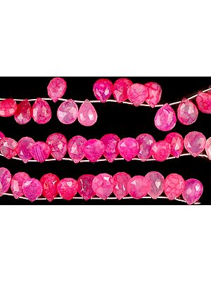 Designer Pink Chalcedony Faceted Briolette with Veins