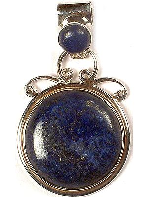 Double Stone Circular Lapis Lazuli Pendant