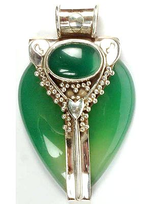 Double Stone Green Onyx Pendant