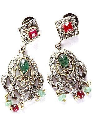 Earrings of Ruby and Emerald