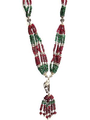 Emerald and Ruby Bunch Necklace