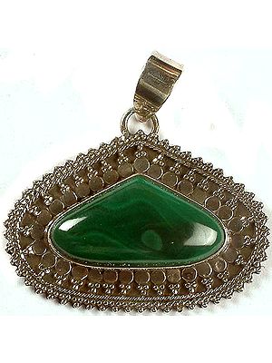 Expanded Tear Drop Malachite Pendant