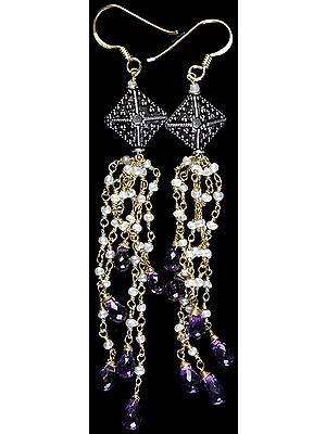 Faceted Amethyst and Pearl Shoulder Duster