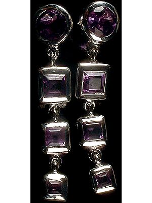 Faceted Amethyst Dangling Earrings