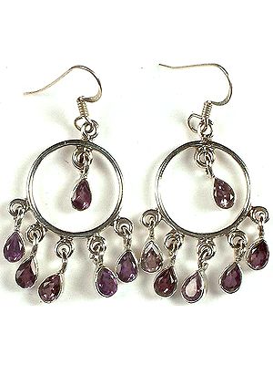 Faceted Amethyst Hoop Earrings