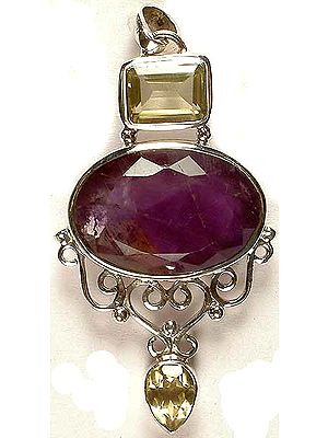 Faceted Amethyst Pendant with Lemon Topaz
