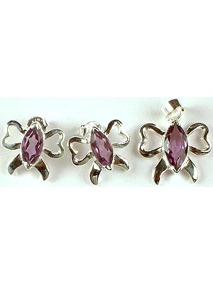 Faceted Amethyst Pendant with Matching Earrings