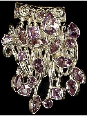 Faceted Amethyst Pendant with Sterling Veins