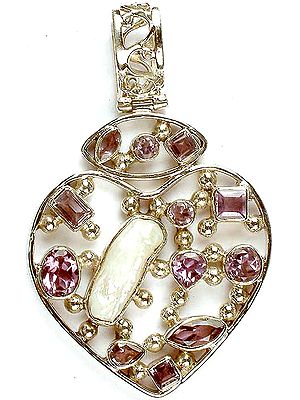 Faceted Amethyst Valentine Pendant with Pearl