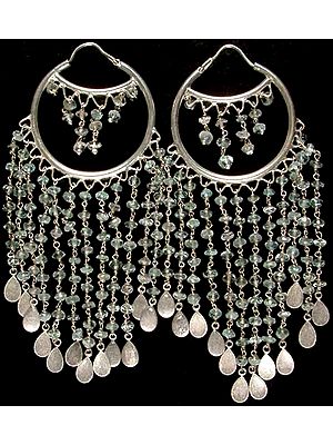 Faceted Aquamarine Hoop Chandeliers