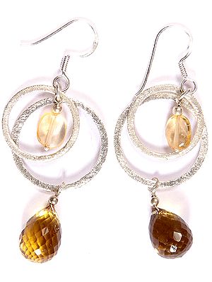 Faceted Beer Lemon Topaz Earrings with Citrine