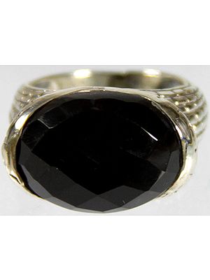 Faceted Black Onyx Ring