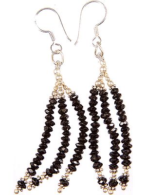 Faceted Black Tourmaline Shower Earrings