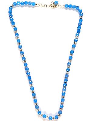 Faceted Blue Chalcedony Beaded Necklace