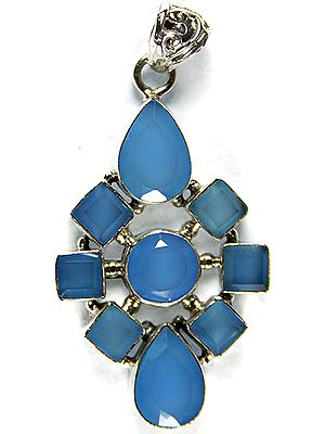 Faceted Blue Chalcedony Pendant