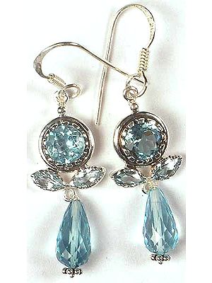 Faceted Blue Topaz Earrings