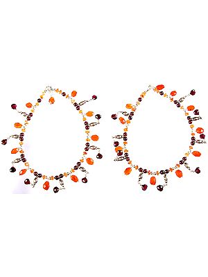 Faceted Carnelian and Garnet Anklets (Price Per Pair)