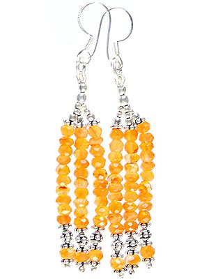 Faceted Carnelian Shower Earrings