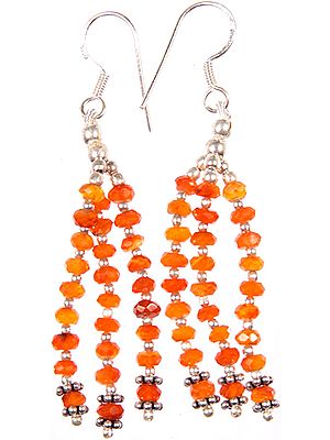 Faceted Carnelian Shower Earrings
