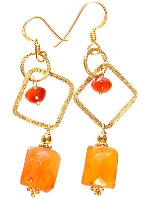 Faceted Carnelian with Sterling Gold Plated Earrings
