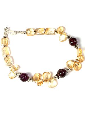 Faceted Citrine Bracelet with Amethyst