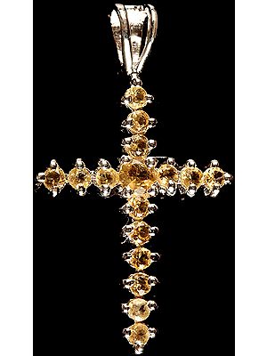 Faceted Citrine Cross Pendant