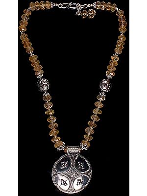 Faceted Citrine Necklace with Granulated Pendant